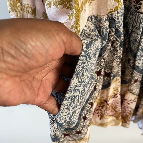 Free People Portobello Road Mini Dress Womens XS Blue Boho Chic Casual Feminine - Picture 4 of 9